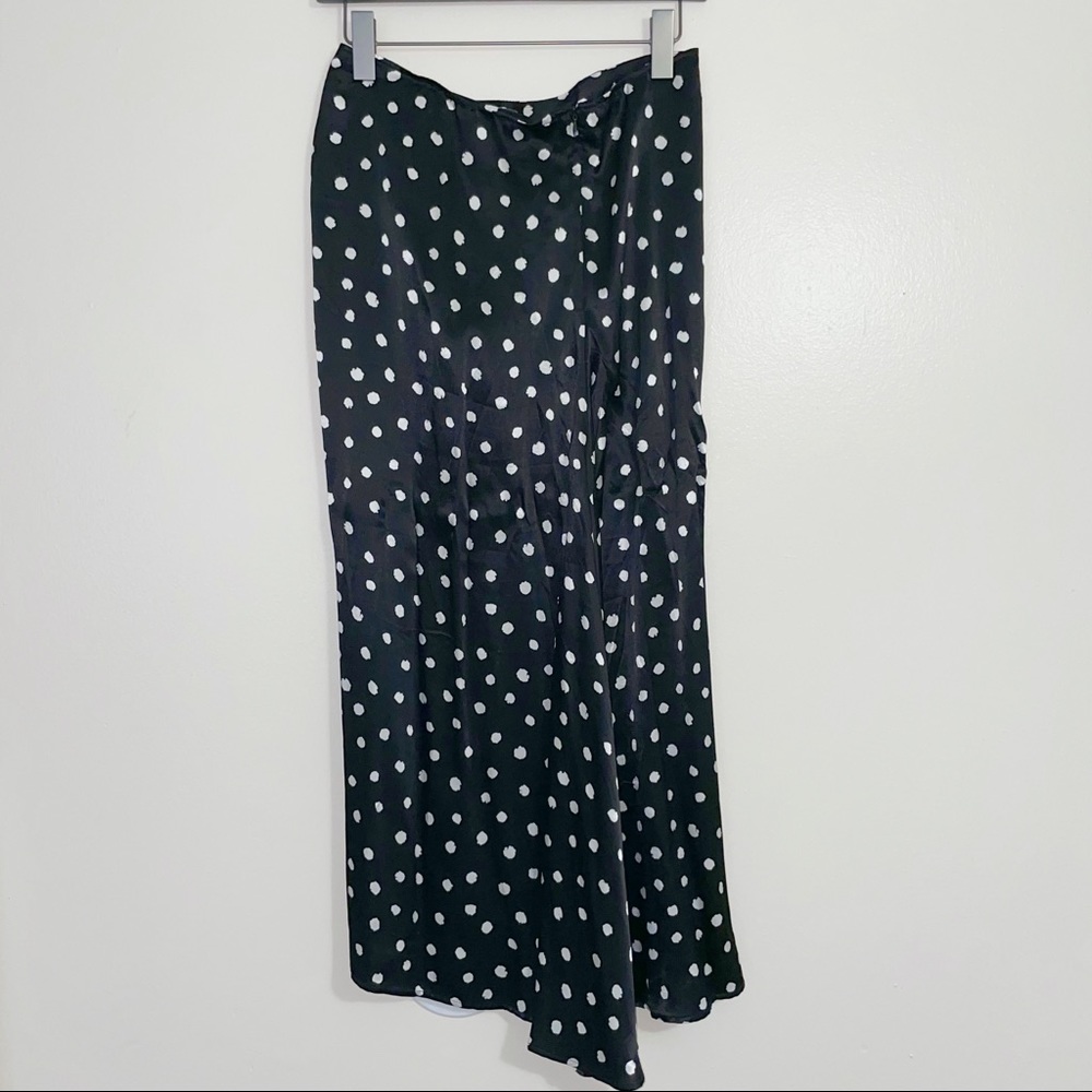 Zara black satin polka dot midi skirt - Picture 6 of 9